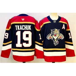 Men Florida Panthers 19 Matthew Tkachuk Black 2024 25 Home With A Patch Stitched Hockey Jersey