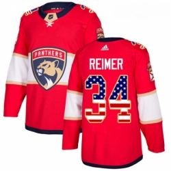 Youth Adidas Florida Panthers 34 James Reimer Authentic Red USA Flag Fashion NHL Jersey 