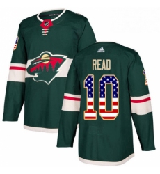 Mens Adidas Minnesota Wild 10 Matt Read Authentic Green USA Flag Fashion NHL Jersey 