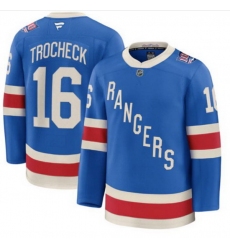 Men New York Rangers 16 Vincent Trocheck Blue Centennial Stitched Hockey Jersey