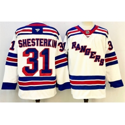 Men New York Rangers 31 Igor Shesterkin White 2024 25 Away Stitched Hockey Jersey