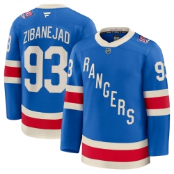 Men New York Rangers 93 Mika Zibanejad Blue Centennial Stitched Hockey Jersey