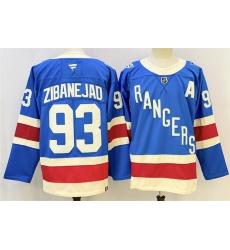 Men New York Rangers 93 Mika Zibanejad Blue With A Patch Stitched Hockey Jersey