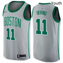 Youth Nike Boston Celtics 11 Kyrie Irving Swingman Gray NBA Jersey City Edition 