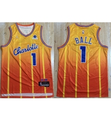 Men Charlotte Hornets 1 LaMelo Ball Orange 2025 26 City Edition Stitched Basketball Jersey