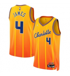 Men Charlotte Hornets 4 Sion James Orange 2025 26 City Edition Stitched Basketball Jersey Men Charlotte Hornets 4 Sion James Orange 2025 26 City Edition Stitched Basketball Jersey