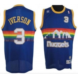 Men Denvers Nuggets 3 Allen Iverson Blue 2006 07 Hardwood Classics Swingman Jersey