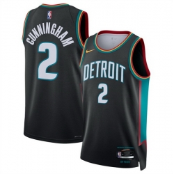 Men Detroit Pistons 2 Cade Cunningham Cade Cunningham Black 2025 26 City Edition Stitched Basketball Jersey