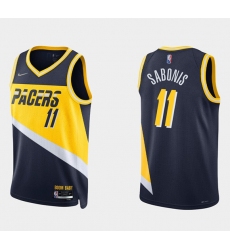 Men Indiana Pacers 11 Caris Levert 2021 22 Navy City Edition 75th Anniversary Stitched Basketball Jersey