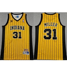 Men Indiana Pacers 31 Reggie Miller Yellow Throwback Stitched Jersey