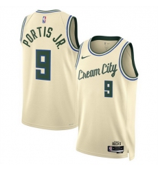 Men Milwaukee Bucks 9 Bobby Portis Cream 2025 26 City Edition Stitched Basketball Jersey Men Milwaukee Bucks 9 Bobby Portis Cream 2025 26 City Edition Stitched Basketball Jersey