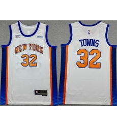 Men New Yok Knicks 32 Karl Anthony Towns White 2024 25 City Edition Stitched Basketball Jersey