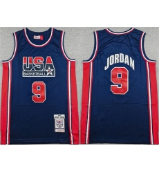 Men USA Basketball 9 Michael Jordan Navy Stitched Jersey