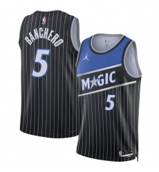 Men Orlando Magic 5 Paolo Banchero Black 2025 Statement Edition Stitched Basketball Jersey