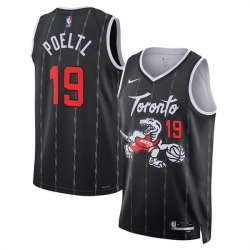 Men Toronto Raptors 19 Jakob Poeltl Black 2025 26 City Edition Stitched Basketball Jersey
