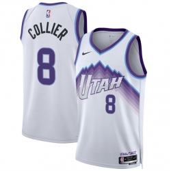 Men Utah Jazz 8 Isaiah Collier White 2025 Association Edition Stitched Basketball Jersey
