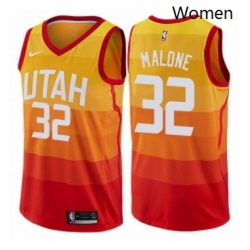 Womens Nike Utah Jazz 32 Karl Malone Swingman Orange NBA Jersey City Edition
