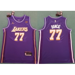 Men Los Angeles Lakers 77 Luka Doncic Purple 2025 Statement Edition Stitched Basketball Jersey