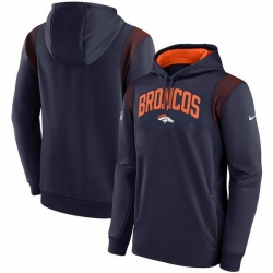 Men Denver Broncos Navy Sideline Stack Performance Pullover Hoodie 002