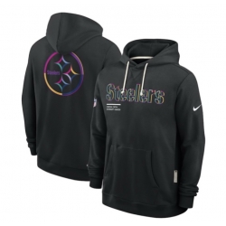 Men Pittsburgh Steelers Black 2025 Crucial Catch Club Pullover Hoodie