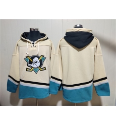 Men Anaheim Ducks Blank Cream Ageless Must Have Lace Up Pullover Hoodie