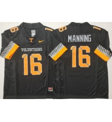 Men Tennessee Volunteers Black #16 Peyton Manning White F U S E Stitched NCAA Jersey