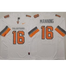 Men Tennessee Volunteers White #16 Peyton Manning White F U S E Stitched NCAA Jersey