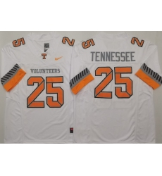 Men Tennessee Volunteers White #25 Anthracite Tennessee White F U S E Stitched NCAA Jersey