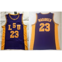 Retro Vintage Men's Pete Maravich LSU #23 Jersey Stitched