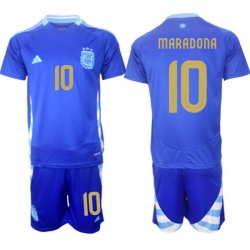 Men Argentina 10 Diego Maradona Blue 2024 25 Away SoccerJersey Suit