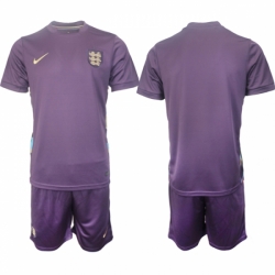 Men England Blank 2024 25 Purple Away Soccer Jersey Suit