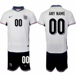 Men England Custom 2024 25 White Home Soccer Jersey Suit