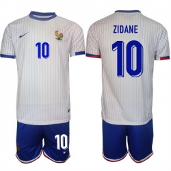 Men France 10 Zidane White 2024 25 Away Soccer Jersey Suit