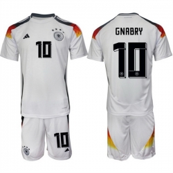 Men Germany 10 Serge Gnabry White 2024 25 Home Soccer Jersey Suit