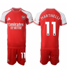 Men Arsenal FC 11 Gabriel Martinelli Red 2025 Home Soccer Jersey Suit