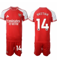 Men Arsenal FC 14 Eddie Nketiah Red 2025 Home Soccer Jersey Suit