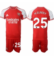 Men Arsenal FC 25 Mohamed Elneny Red 2025 Home Soccer Jersey Suit