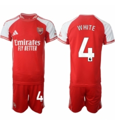 Men Arsenal FC 4 Ben White Red 2025 Home Soccer Jersey Suit