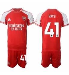 Men Arsenal FC 41 Declan Rice Red 2025 Home Soccer Jersey Suit