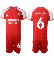 Men Arsenal FC 6 Gabriel Red 2025 Home Soccer Jersey Suit