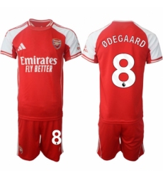 Men Arsenal FC 8 Martin Odegaard Red 2025 Home Soccer Jersey Suit