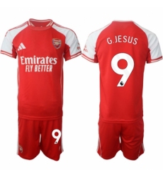 Men Arsenal FC 9 Gabriel Jesus Red 2025 Home Soccer Jersey Suit