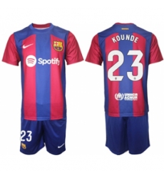 Men Barcelona 23 Kounde Blue Red 2023 24 Home Soccer Jersey