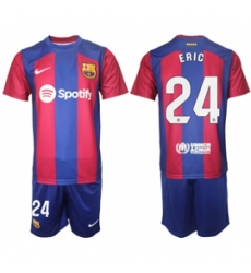 Men Barcelona 24 Eric Blue Red 2023 24 Home Soccer Jersey