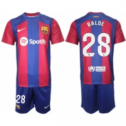 Men Barcelona 28 Balde Blue Red 2023 24 Home Soccer Jersey