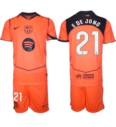 Men FC Barcelona 2026 Soccer Jerseys Orange #21 F.DE JONG Men FC Barcelona 2026 Soccer Jerseys Orange #21 F.DE JONG
