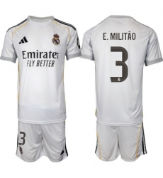Men Real Madrid 2026 Soccer Jerseys White #3 E.MILITAO