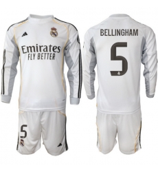 Men Real Madrid 2026 Soccer Jerseys White Long #5 BELLINGHAM