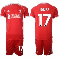 Men Liverpool 17 Curtis Jones 2025 Red Home Soccer Jersey Suit