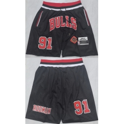 Men Chicago Bulls 91 Dennis Rodman Black 2025 Shorts  